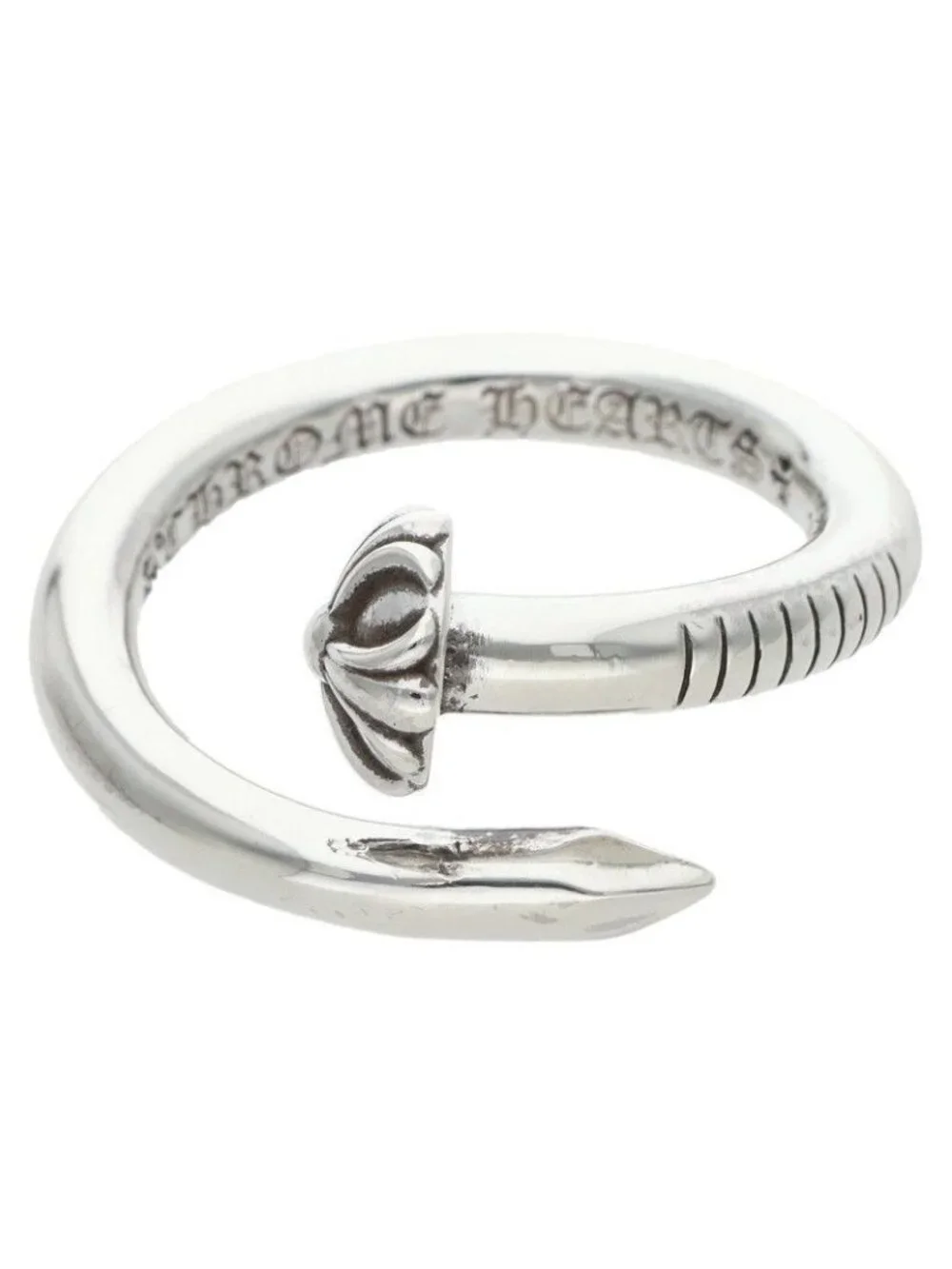 Chrome Hearts Nail Crsball Cross Ball Silver Ring